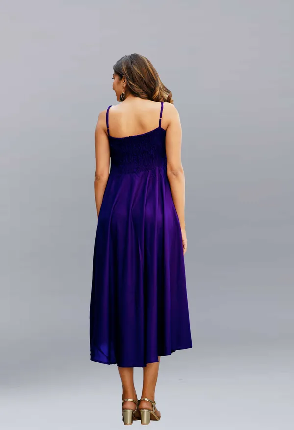 Dark_Blue_Viscose_Rayon_Midi/Calf_Length_Gown_Dress_For_Women
