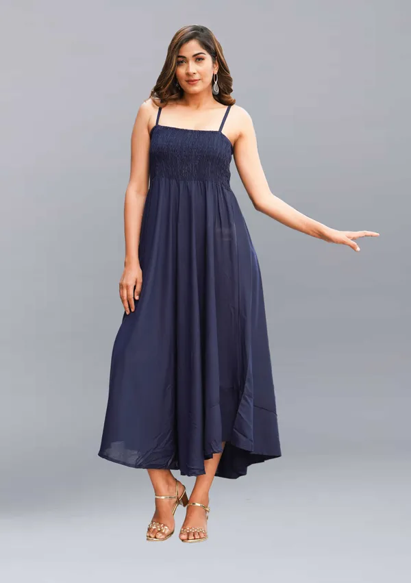 Dark_Blue_Viscose_Rayon_Midi/Calf_Length_Gown_Dress_For_Women