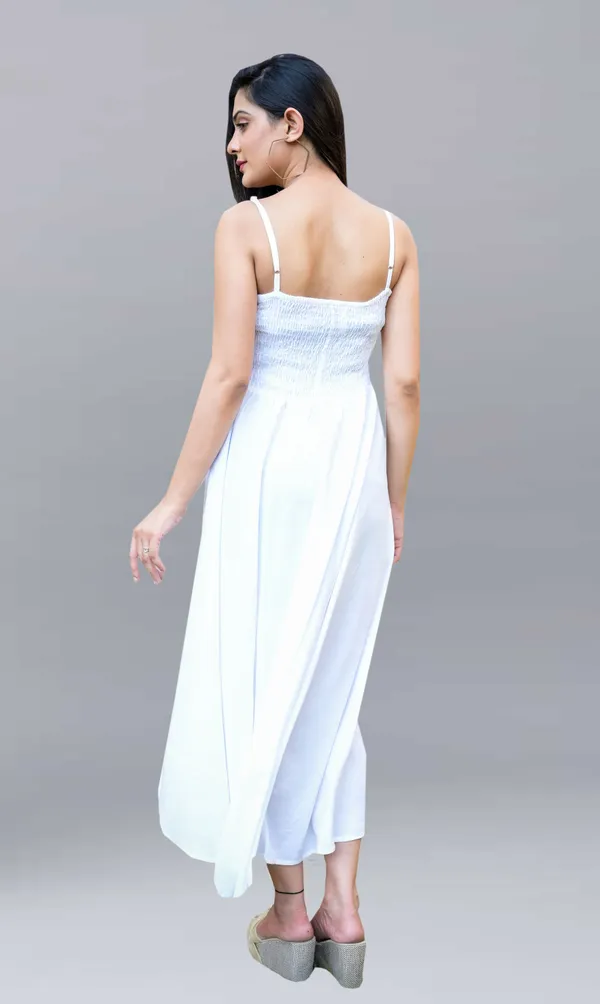 White_Viscose_Rayon_Maxi/Full_Length_Gown_Dress_For_Women