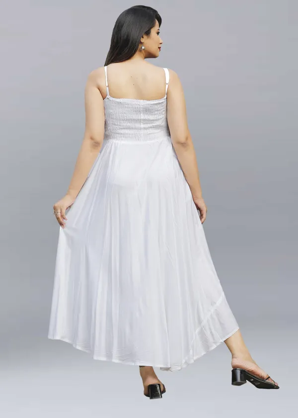White_Viscose_Rayon_Maxi/Full_Length_Gown_Dress_For_Women