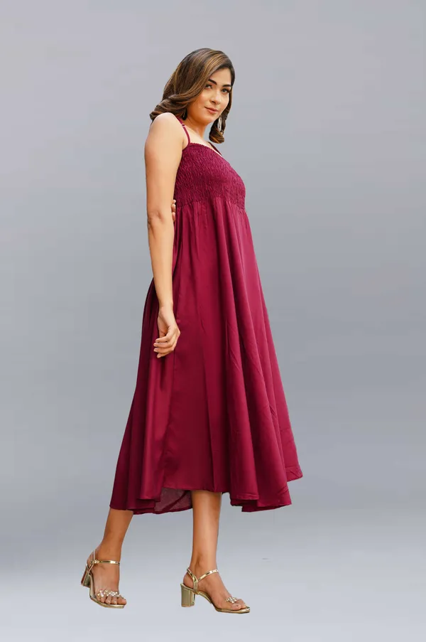 Purple_Viscose_Rayon_Midi/Calf_Length_Gown_Dress_For_Women