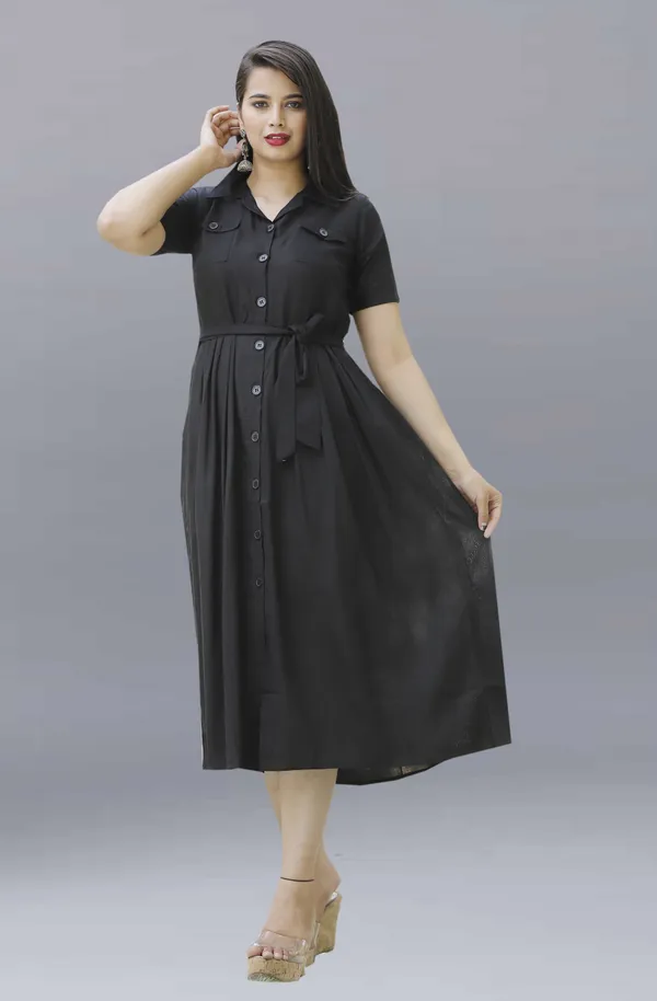 Black_Viscose_Rayon_Below_Knee_Shirt_Dress_For_Women