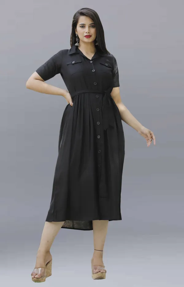 Black_Viscose_Rayon_Below_Knee_Shirt_Dress_For_Women