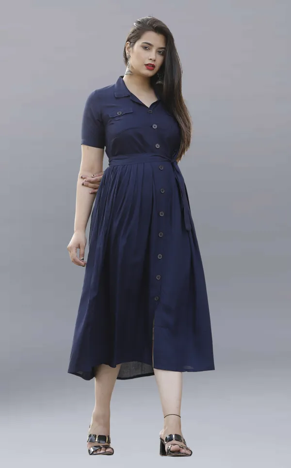 Dark_Blue_Viscose_Rayon_Below_Knee_Shirt_Dress_For_Women