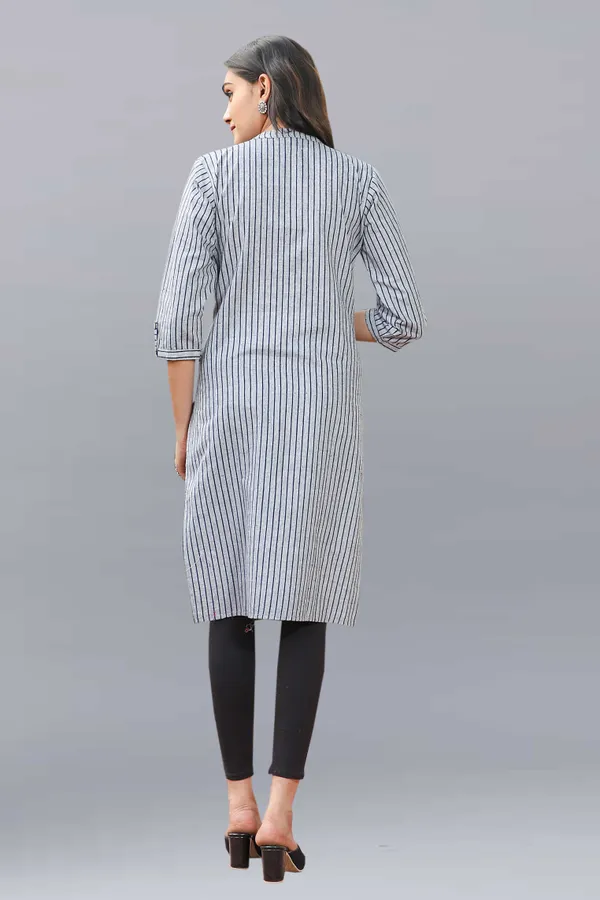 Grey_Regular_Pure_Cotton_Printed_Striped_Calf_Length_KurtaFor_Women