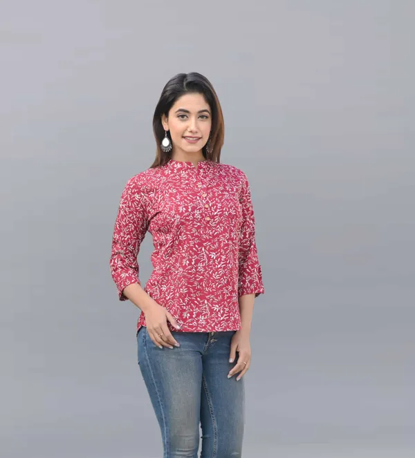 Red_Viscose_Rayon_Casual_Printed_Top_For_Women