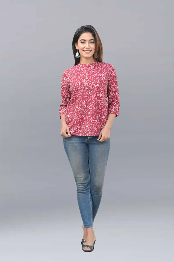 Red_Viscose_Rayon_Casual_Printed_Top_For_Women