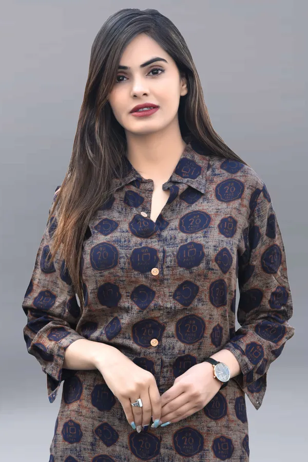 Brown_Regular_Viscose_Rayon_Printed_Knee_Length_Kurta_For_Women