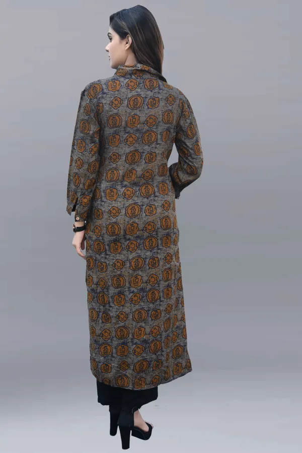 Brown_Regular_Viscose_Rayon_Printed_Knee_Length_KurtaFor_Women