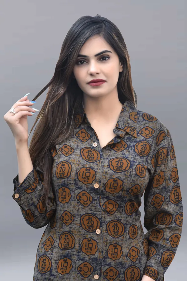 Brown_Regular_Viscose_Rayon_Printed_Knee_Length_KurtaFor_Women