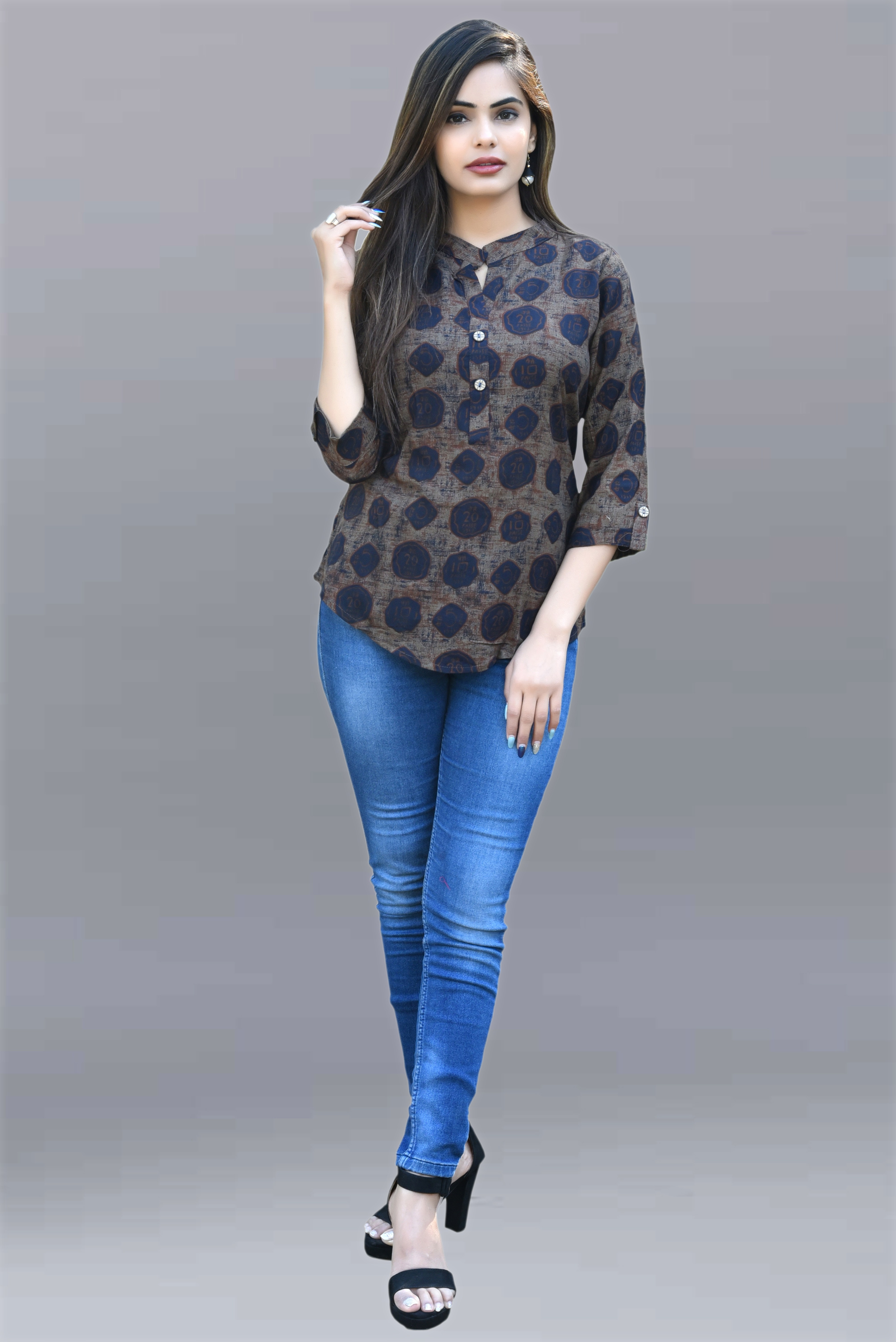 Dark_Blue_&_Brown_Viscose_Rayon_Casual_Printed_Top_For_Women