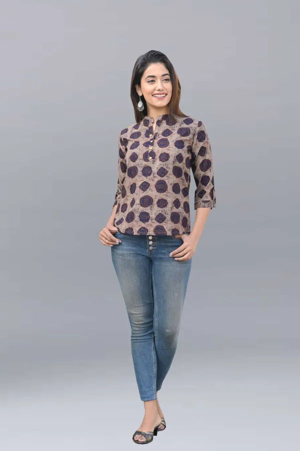 Brown_Viscose_Rayon_Casual_Printed_Top_For_Women