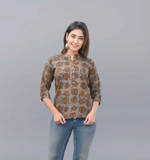Brown_Viscose_Rayon_Casual_Printed_Top_For_Women