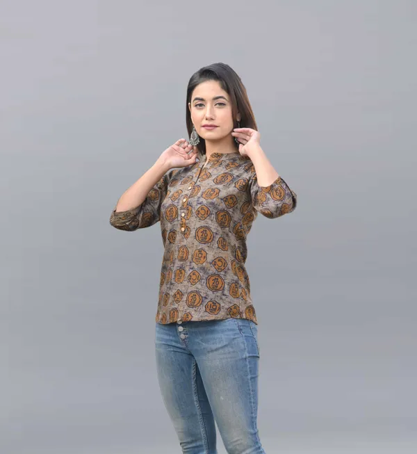 Brown_Viscose_Rayon_Casual_Printed_Top_For_Women