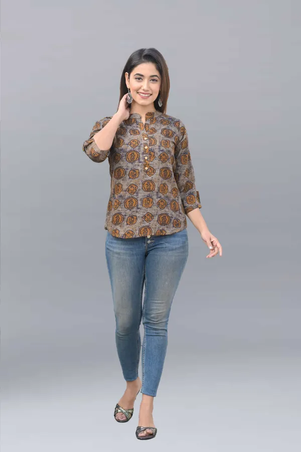 Brown_Viscose_Rayon_Casual_Printed_Top_For_Women