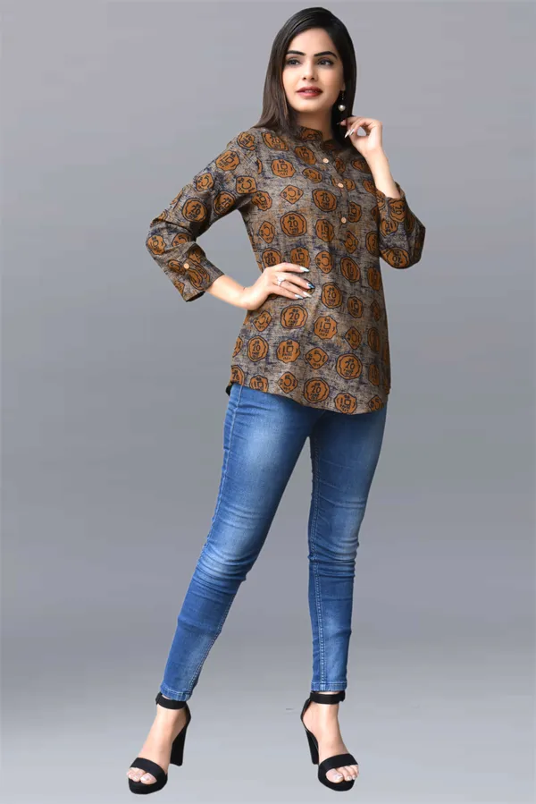 Brown_Viscose_Rayon_Casual_Printed_Top_For_Women