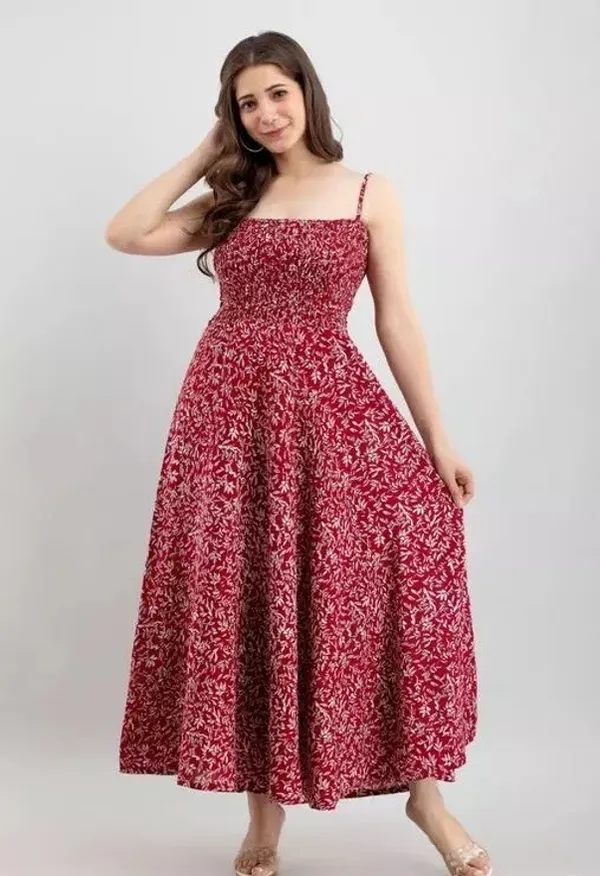 Maroon_&_White_Viscose_Rayon_Ankle_Length_Fit_And_Flare_Dress_For_Women