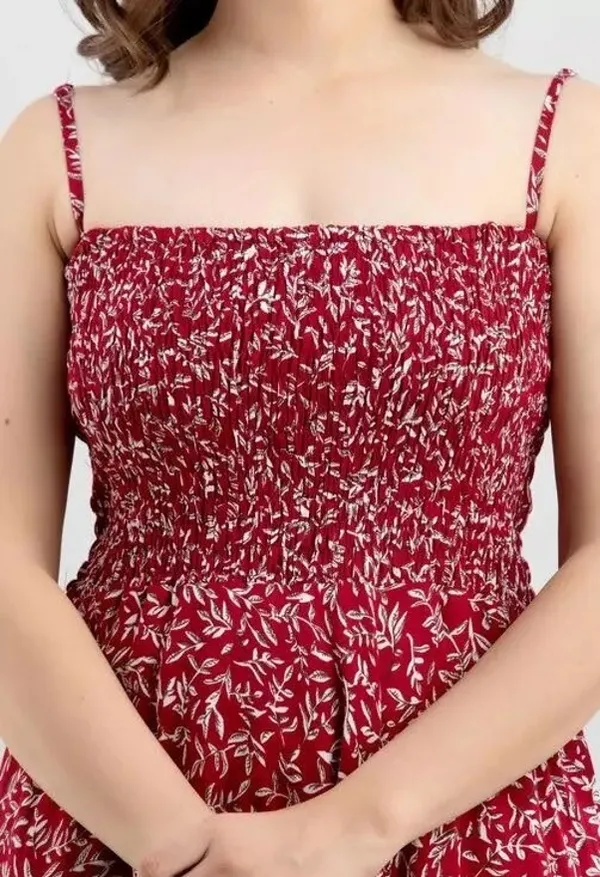 Maroon_&_White_Viscose_Rayon_Ankle_Length_Fit_And_Flare_Dress_For_Women