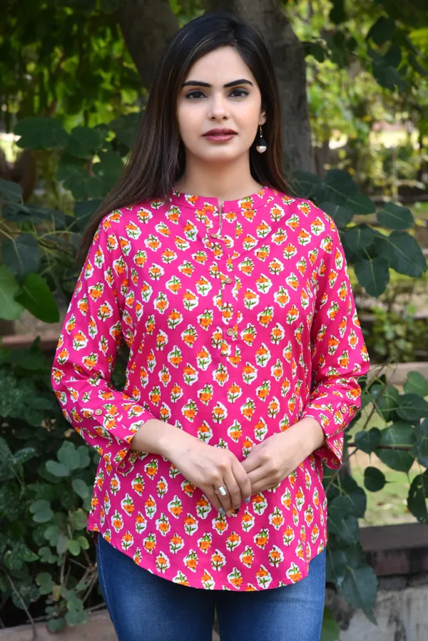 Pink_Viscose_Rayon_Casual_Floral_Print_Top_For_Women