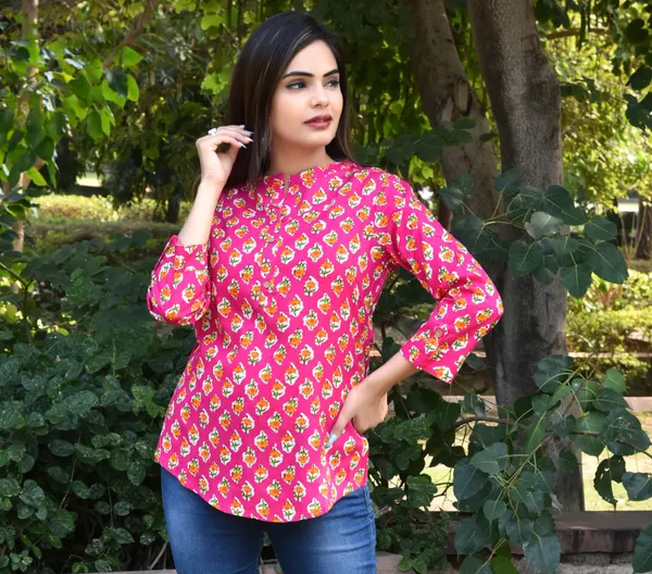Pink_Viscose_Rayon_Casual_Floral_Print_Top_For_Women