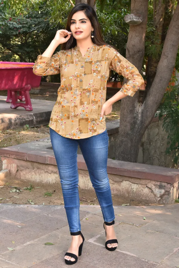 Beige_Viscose_Rayon_Casual_Floral_Print_Top_For_Women