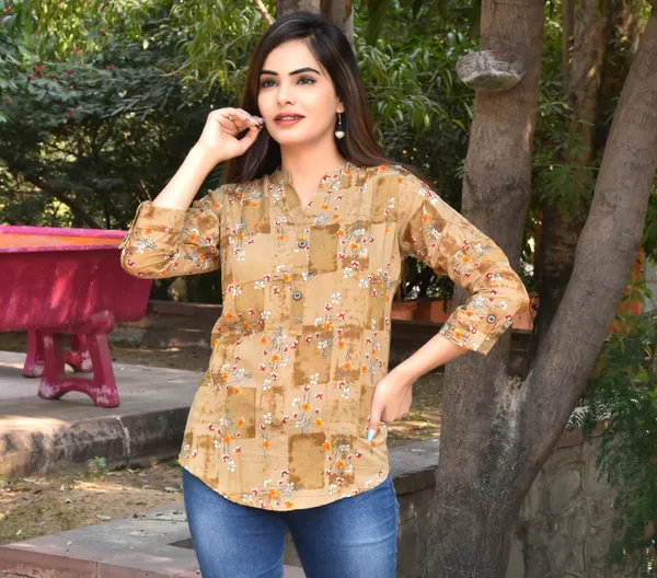Beige_Viscose_Rayon_Casual_Floral_Print_Top_For_Women