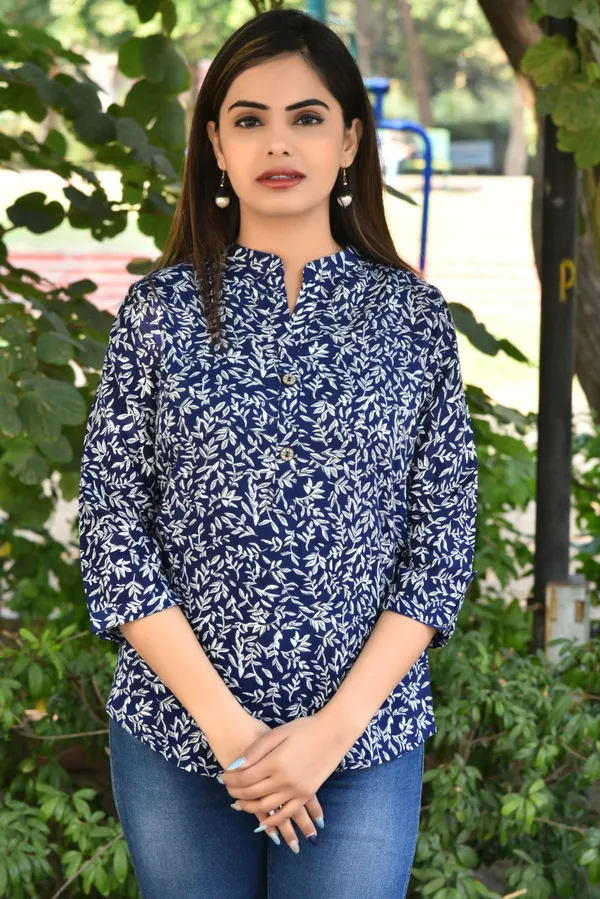 Blue_Viscose_Rayon_Casual_Floral_Print_Top_For_Women