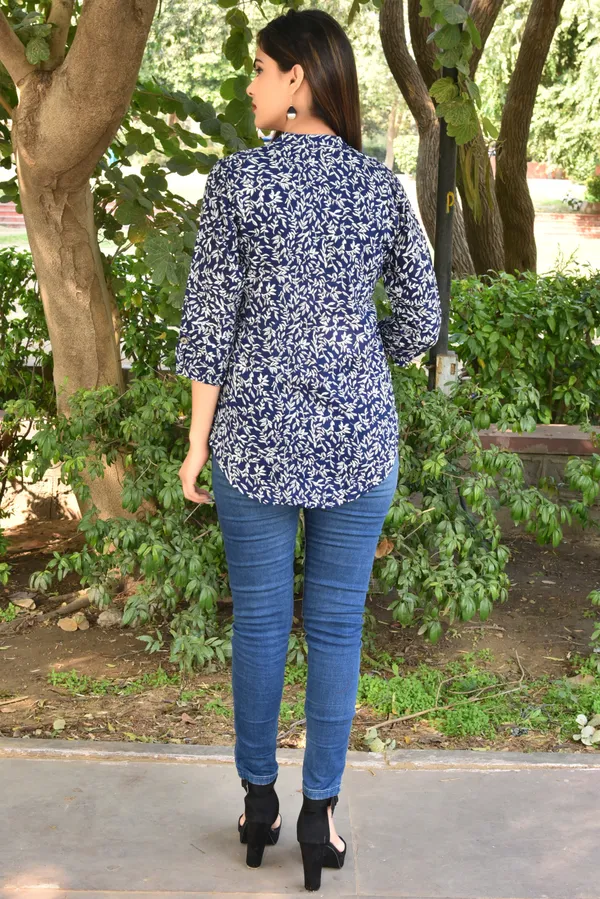 Blue_Viscose_Rayon_Casual_Floral_Print_Top_For_Women