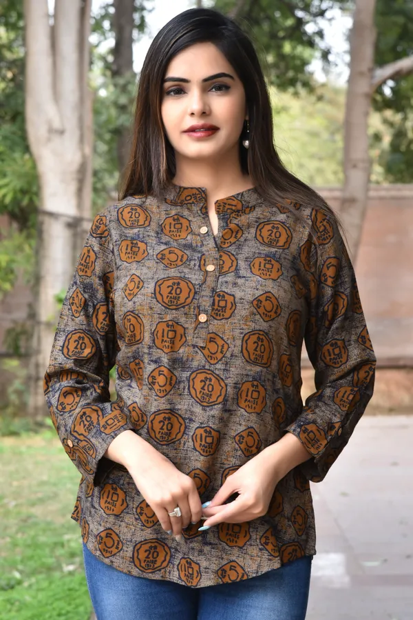 Brown_Viscose_Rayon_Casual_Floral_Print_Top_For_Women