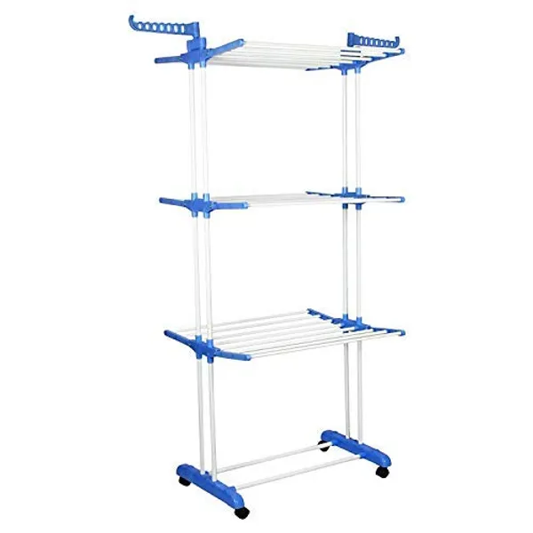 Multicolor_3_Layer_Cloth_Drying_Stand_With_Braking_Wheel_System