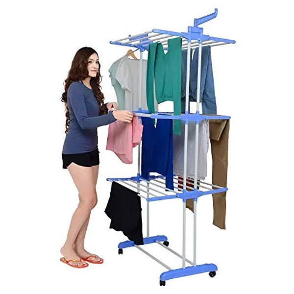 Multicolor_3_Layer_Cloth_Drying_Stand_With_Braking_Wheel_System