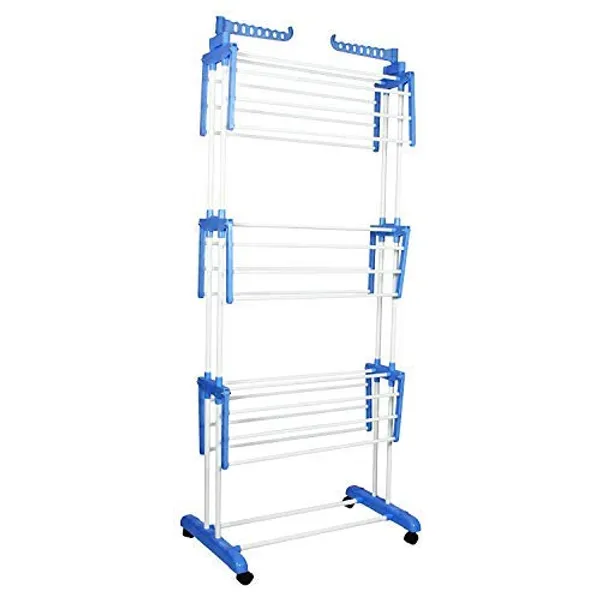 Multicolor_3_Layer_Cloth_Drying_Stand_With_Braking_Wheel_System