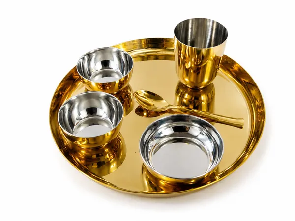 Golden_PVD_Stainless_Steel_Dinner_Set_3_Bowls_Glass_Spoon_Plate_(12_Inch_Plain;Steel_)
