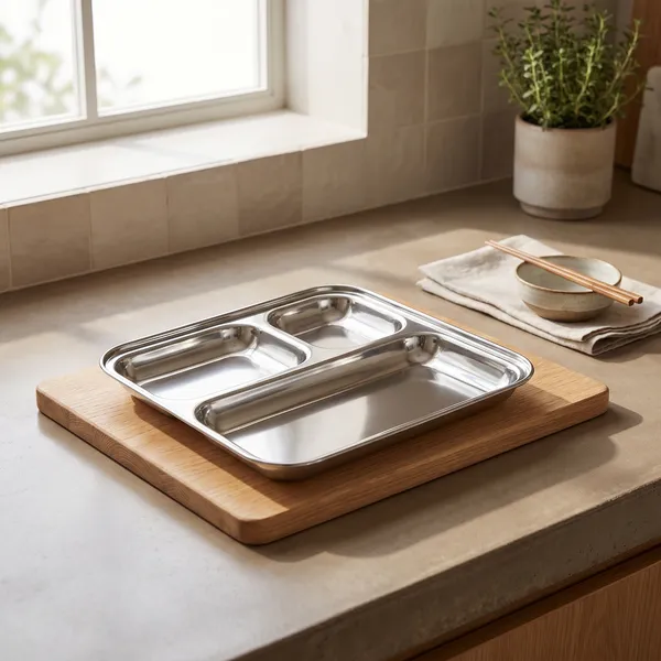 Grey_Stainless_Steel_Partitioned_Plate/Pav_Bhaji_Plate_(Partitioned_Plate_8_Inch)