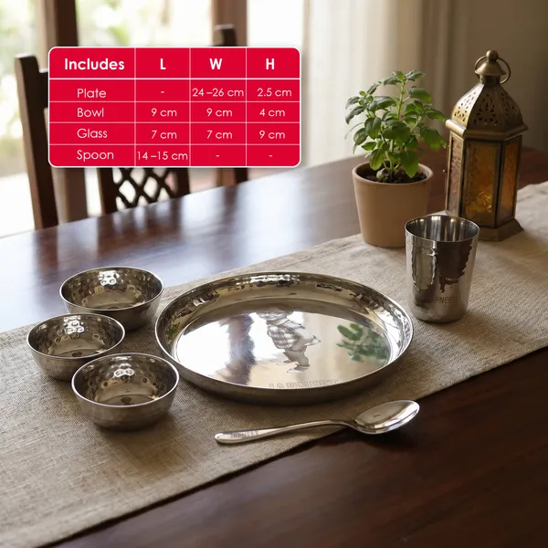 Grey_S_K_Metal_Customized/Custom_Laser_Print_Stainless_Steel_Dinner_Set_Hammered_(8_Inch_)