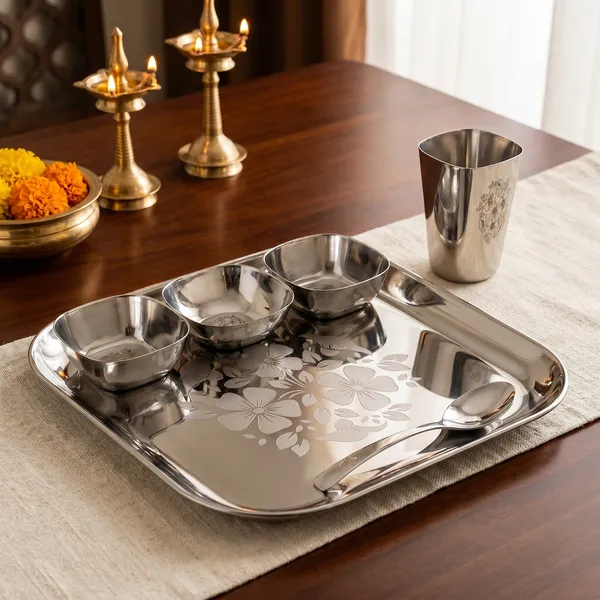 Grey_Stainless_Steel_Dinner_Set__6_Piece_Dinner_Set_Bowl_2_Bowlsweet_Dish_(Halwa_Plate)_Glass_Spoon_Plate