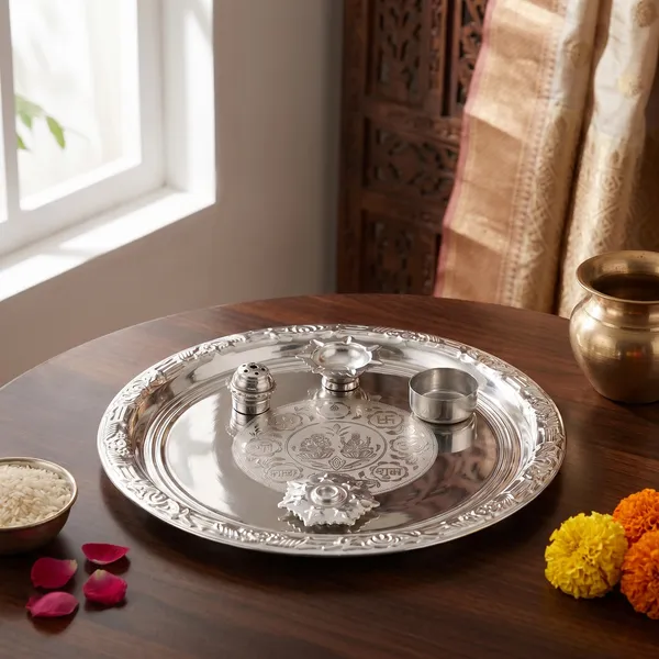 Multi_Silver_Stainless_Steel_Laser_Printed_Puja_Thali_12_Inches_Made_In_India