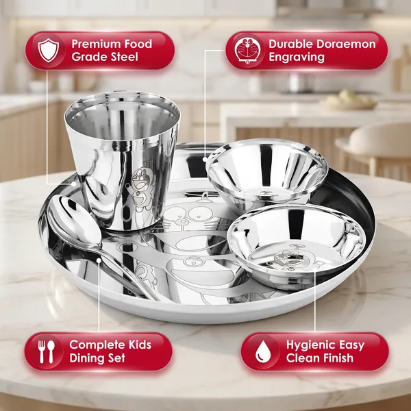 Grey_Stainless_Steel_Dinner_Set__6_Piece_Dinner_Set_Bowl_Sweet_Dish_(Halwa_Plate)_Glass_Spoon_Fork_And_Plate_(Kids_Set_Laser_Printed_1)