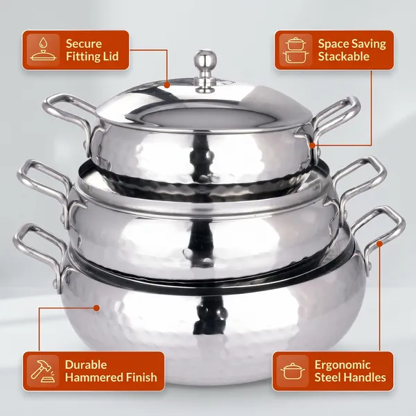 Set_Of_3_-_Serve_,_Store_And_Handi_Stainless_Steel_1550ml,_1050ml_&_550ml_Grey_(18_Guage_Matther/Hammered)