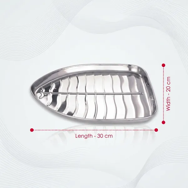 Grey_Stainless_Steel_Leaf_Shaped_Dinner_Plate