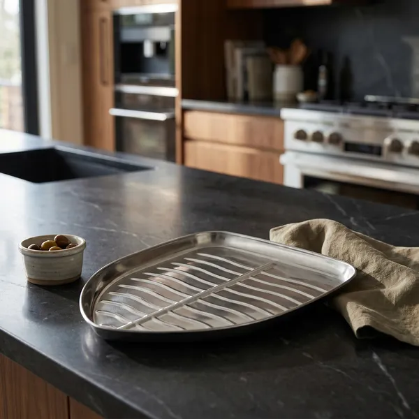 Grey_Stainless_Steel_Leaf_Shaped_Dinner_Plate