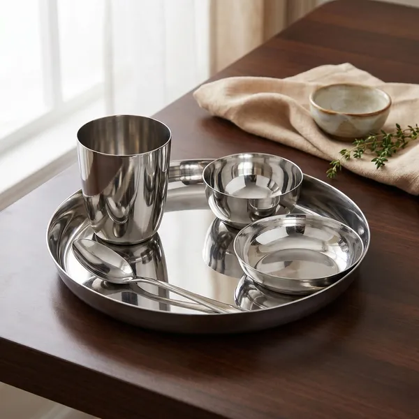 Grey_Stainless_Steel_Dinner_Set__6_Piece_Dinner_Set_Bowl_Sweet_Dish_(Halwa_Plate)_Glass_Spoon_Fork_Plate_(Kids_Set_Plain)