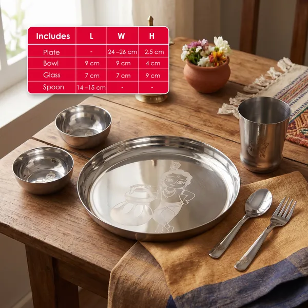 Grey_Stainless_Steel_Dinner_Set__6_Piece_Dinner_Set_Bowl_Sweet_Dish_(Halwa_Plate)_Glass_Spoon_Fork_And_Plate_(Baal_Kishan)