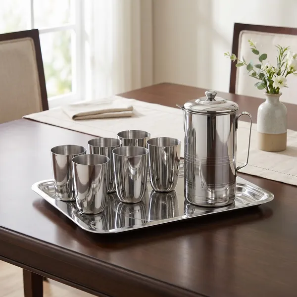 Drinking_Grey_Stainless_Steel_Glass_Set_With_Serving_Tray_And_Water_Jug_1500Ml