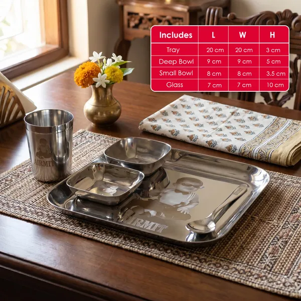 Grey_Customized_Gift/Custom_Laser_Print_Stainless_Steel_Dinner_Set_(8_Inch_Square)