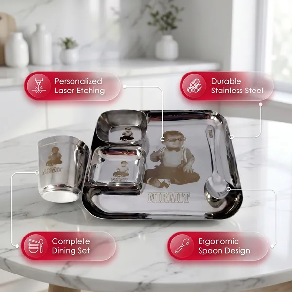 Grey_Customized_Gift/Custom_Laser_Print_Stainless_Steel_Dinner_Set_(8_Inch_Square)