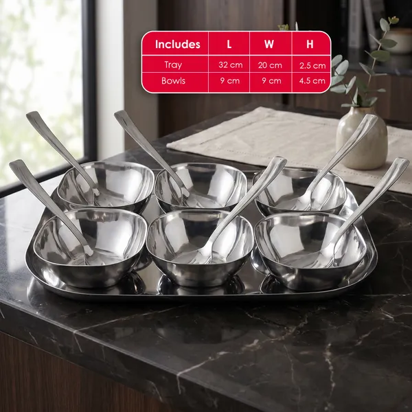 Set_Of_6_-_Grey_Stainless_Steel_Serving_Bowl_(Medium)_|_Ice_Cream_Desert_Fruits_Katori/Vati_Set_6_Spoons_And_Square_Tray/Plate_|_Food_Grade_Mirror_Finish_|_Bpa_Free