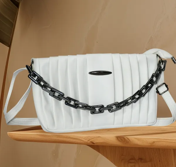 White_PU_Stylish_Self_Design_Crossbody_Sling_Bag_For_Women_&_Girls_(10_X_1_X_6_Inch)