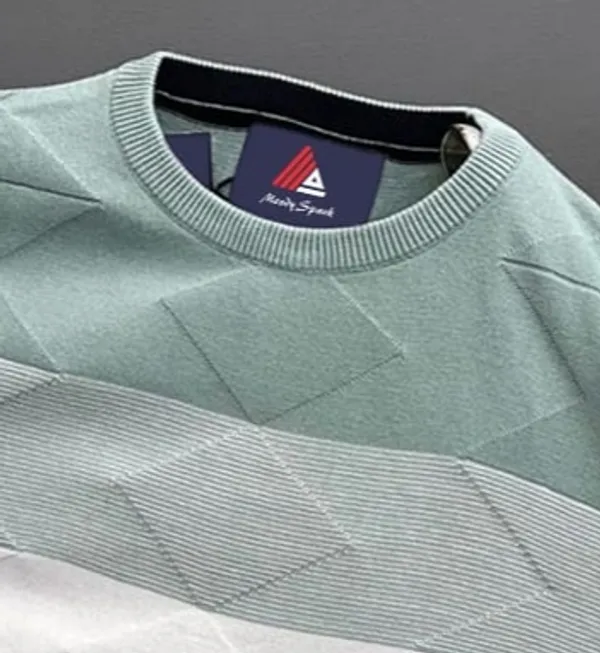 Pista,_Grey_&_White_Cotton_Half_Sleeve_T-Shirt