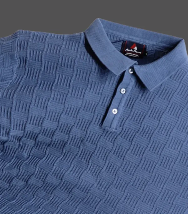 BLUE_MEN'S_COLLAR_COTTON_TEXTURED_T-SHIRT